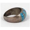 Image 5 : Zuni Old Pawn Sterling Inlay Turquoise Ring, 8.5