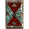 Image 2 : Navajo Old Pawn Sterling Chip Inlay Ring, Sz 9.5