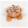 Image 1 : Zuni Orange Alabaster Frog Fetish w/ Inlay Spots