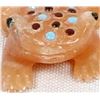 Image 2 : Zuni Orange Alabaster Frog Fetish w/ Inlay Spots