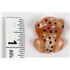 Image 9 : Zuni Orange Alabaster Frog Fetish w/ Inlay Spots