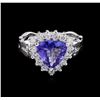 Image 2 : 1.95 ctw Tanzanite and Diamond Ring - 14KT White Gold