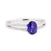 0.93 ctw Sapphire and Diamond Ring - 18KT White Gold