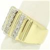 Image 2 : Italian 14K Solid Yellow Gold .35 ctw G VS Diamond Vertical Grooved Wide Band Ri