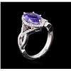 Image 3 : 1.75 ctw Tanzanite and Diamond Ring - 14KT White Gold