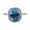 4.46 ctw Blue Zircon and Diamond Ring - 14KT White Gold