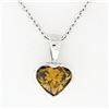 14k White Gold GIA 0.70 ctw Fancy Deep Brown Orange Heart Natural Diamond Pendan