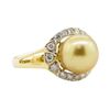 Image 1 : Pearl and Diamond Ring - 18KT Yellow Gold