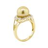 Image 4 : Pearl and Diamond Ring - 18KT Yellow Gold