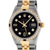 Rolex Mens 2 Tone Black Diamond & Sapphire Oyster Perpetual Datejust Wristwatch