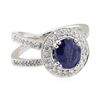 Image 1 : 2.69 ctw Sapphire and Diamond Ring - 18KT White Gold