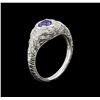 Image 3 : 0.60 ctw Tanzanite and Diamond Ring - 14KT White Gold