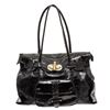 Carla Mancini Black Crinkle Patent Leather Shoulder Tote Bag