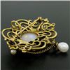Image 7 : Vintage 14kt Yellow Gold 4.50 ctw Opal and Pearl Open Work Brooch Pin or Pendant