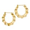 Image 3 : 14K Solid Yellow Gold Puffed Polished Scalloped Flower Snap Hoop Earrings