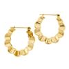 Image 4 : 14K Solid Yellow Gold Puffed Polished Scalloped Flower Snap Hoop Earrings