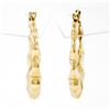Image 5 : 14K Solid Yellow Gold Puffed Polished Scalloped Flower Snap Hoop Earrings