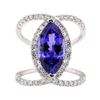 Image 2 : 5.24 ctw Tanzanite and Diamond Ring - 18KT White Gold