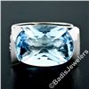 Image 2 : Estate 14kt White Gold Oval Checkerboard Blue Topaz Ring