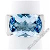 Image 4 : Estate 14kt White Gold Oval Checkerboard Blue Topaz Ring