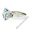 Image 6 : Estate 14kt White Gold Oval Checkerboard Blue Topaz Ring