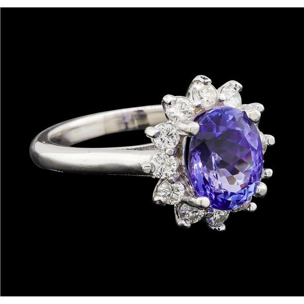 2.70 ctw Tanzanite and Diamond Ring - 14KT White Gold