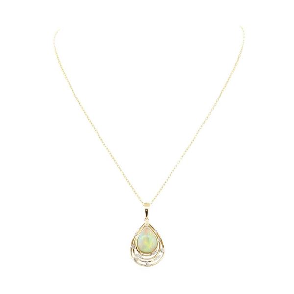 5.59 ctw Opal and Diamond Pendant - 14KT Yellow Gold