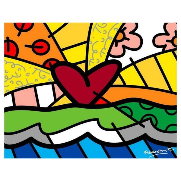 Romero Britto "Forever" Hand Signed Limited Edition Giclee on Canvas; COA