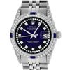 Rolex Mens Stainless Steel Diamond Lugs Blue Vignette & Sapphire Datejust Wristw