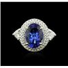 14KT White Gold 3.50 ctw Tanzanite and Diamond Ring