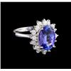 3.88 ctw Tanzanite and Diamond Ring - 14KT White Gold