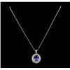 Image 1 : 6.81 ctw Tanzanite and Diamond Pendant With Chain - 14KT White Gold