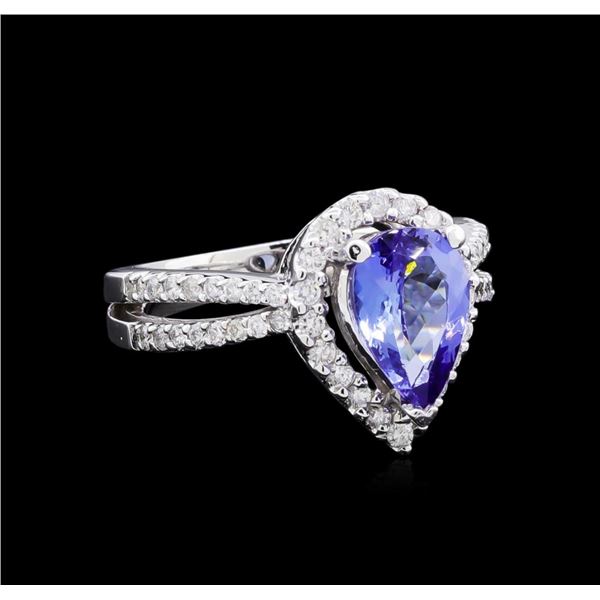 1.97 ctw Tanzanite and Diamond Ring - 14KT White Gold