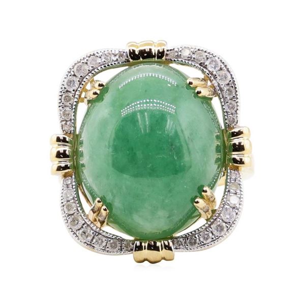 22.19 ctw Jadeite and Diamond Ring - 14KT Yellow Gold