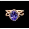 Image 2 : 14KT Rose Gold 4.34 ctw Tanzanite and Diamond Ring