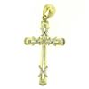 Image 1 : 14k Solid Two Tone Gold 0.07 ctw Round Brilliant Bezel Set Diamond Cross Pendant