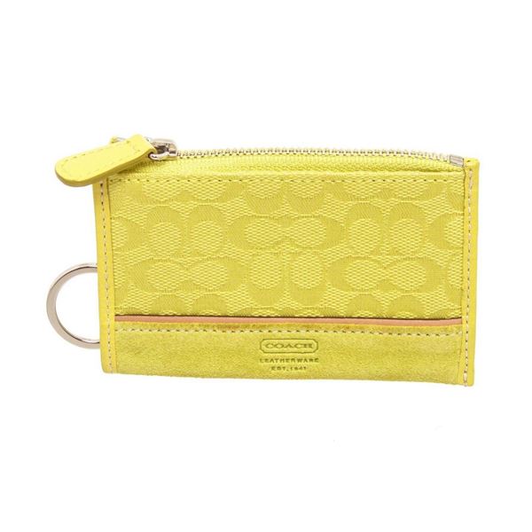 Coach Neon Yellow Canvas Small Cardholder Wallet