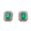 3.14 ctw Emerald and Diamond Earrings - 14KT Yellow Gold