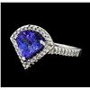 2.78 ctw Tanzanite and Diamond Ring - 14KT White Gold