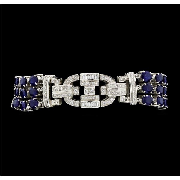 13.65 ctw Sapphire And Diamond Bracelet - 18KT White Gold