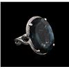 14KT White Gold 34.24 ctw Blue Topaz and Diamond Ring