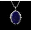 14KT White Gold 12.29 ctw Lapis Lazuli and Diamond Pendant With Chain