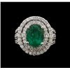 Image 2 : 14KT White Gold 3.58 ctw Emerald and Diamond Ring