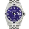 Image 2 : Rolex Mens Stainless Steel Purple Roman Diamond & Sapphire Datejust Wristwatch