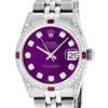 Image 1 : Rolex Mens Stainless Steel Diamond Lugs Purple Diamond & Ruby Datejust Wristwatc