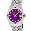 Image 2 : Rolex Mens Stainless Steel Diamond Lugs Purple Diamond & Ruby Datejust Wristwatc