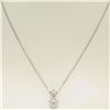 Image 2 : NEW 14k White Gold .45 ctw F VS2 Round Diamond Illusion Solitaire Pendant & Chai