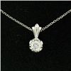Image 5 : NEW 14k White Gold .45 ctw F VS2 Round Diamond Illusion Solitaire Pendant & Chai