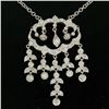 Image 1 : 14k Solid White Gold 1.50 ctw Round Brilliant Diamond Tassel Chandelier Necklace