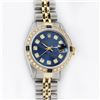Rolex Ladies 2 Tone YG/SS Blue Diamond & Sapphire Oyster Perpetual Datejust Wris